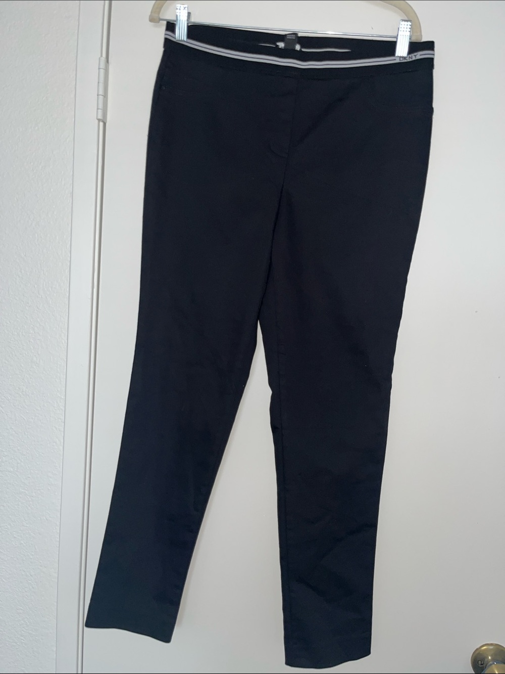DKNY Black Knit Pants with Contrast Waistband
